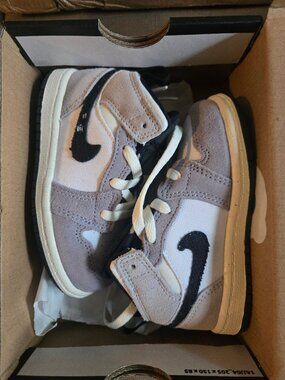 Toddler Jordan 1 Mid SE Craft White Cement Grey Black Nike Sneaker size 8C